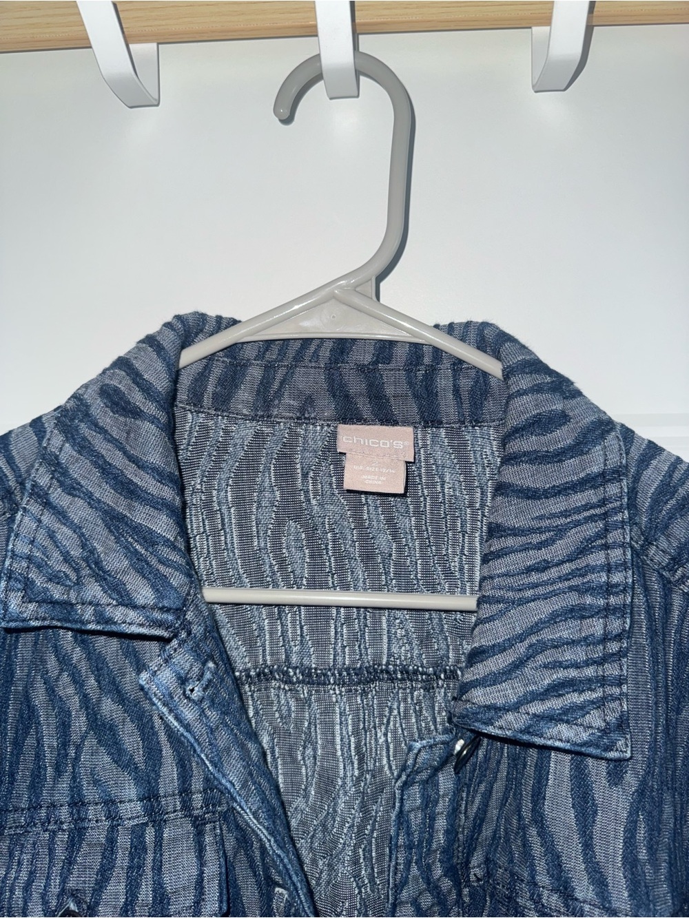 Chico's Dark Blue Zebra-Pattern Button Jacket - Picture 2 of 3